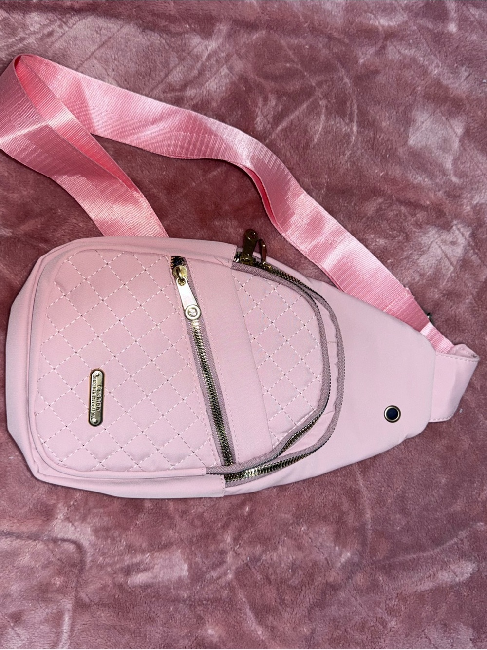 Quilted Pink Crossbody Sling Bag